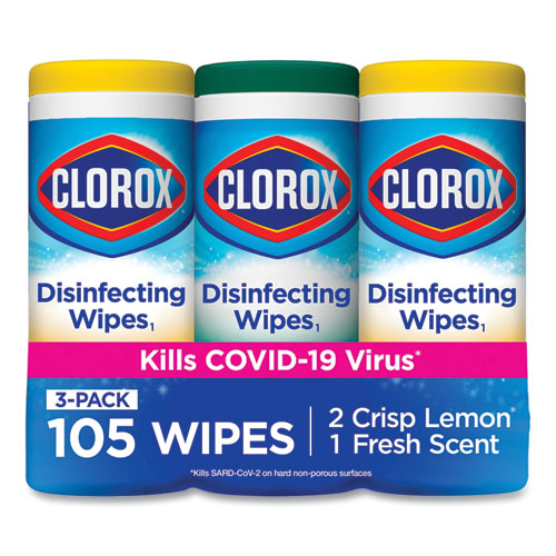 Disinfecting Wipes, 7 X 8, Fresh Scent/citrus Blend, 35/canister, 3/pack