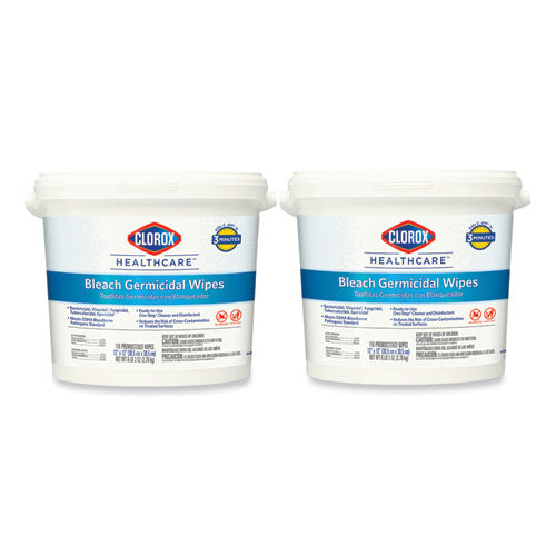 Bleach Germicidal Wipes, 12 X 12, Unscented, 110/canister, 2/carton