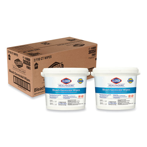 Bleach Germicidal Wipes, 12 X 12, Unscented, 110/canister, 2/carton