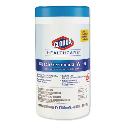Bleach Germicidal Wipes, 12 X 12, Unscented, 110/bucket