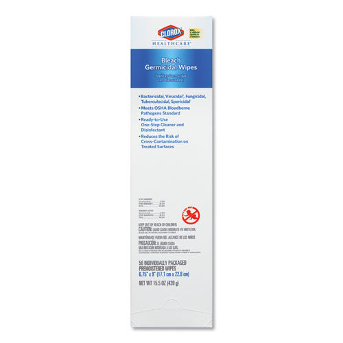 Bleach Germicidal Wipes, 12 X 12, Unscented, 110/bag