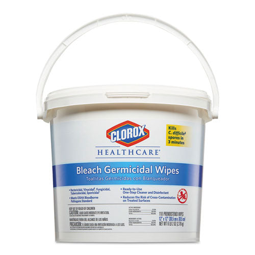 Bleach Germicidal Wipes, 12 X 12, Unscented, 110/bag