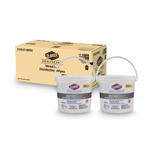 Versasure Cleaner Disinfectant Wipes, 1-ply, 12 X 12, White, 110/bucket, 2/carton