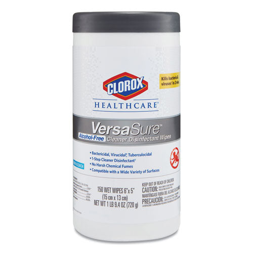 Versasure Cleaner Disinfectant Wipes, 1-ply, 12 X 12, White, 110/bucket, 2/carton