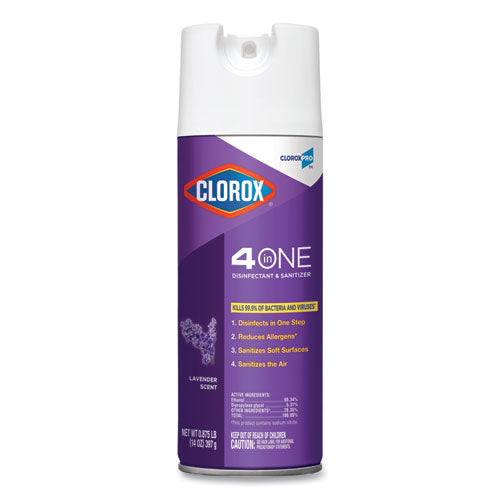 4 In One Disinfectant And Sanitizer, Lavender, 14 Oz Aerosol Spray, 12/carton