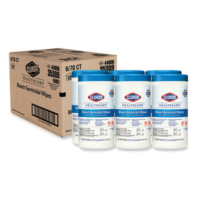 Bleach Germicidal Wipes, 6.75 X 9, Unscented, 70/canister