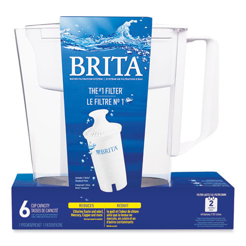 Classic Water Filter Pitcher, 40 Oz, 5 Cups, Clear, 2/carton