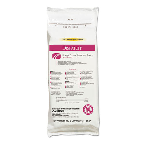 Dispatch Cleaner Disinfectant Towels, 6.75 X 8, 150/canister
