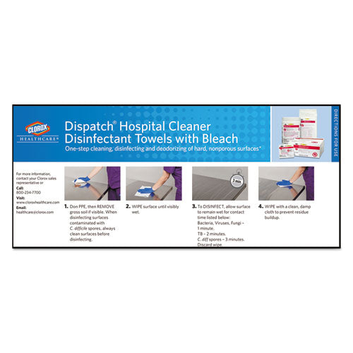 Dispatch Cleaner Disinfectant Towels, 6.75 X 8, Unscented, 150/canister, 8 Canisters/carton