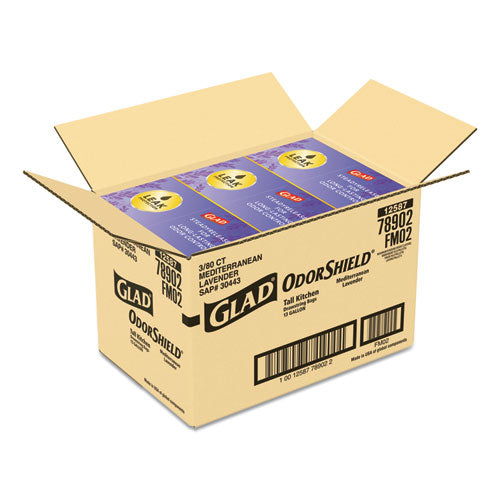 Odorshield Tall Kitchen Drawstring Bags, 13 Gal, 0.95 Mil, 24" X 27.38", White, 80 Bags/box, 3 Boxes/carton