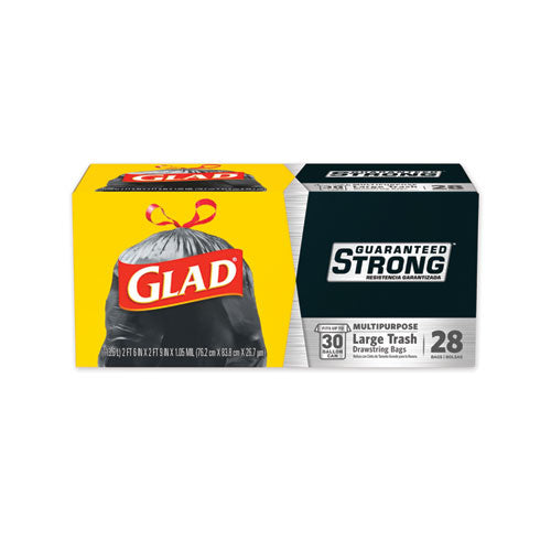 Drawstring Large Trash Bags, 30 Gal, 1.05 Mil, 30" X 33", Black, 15/box