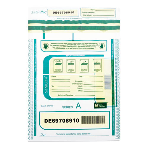 Deposit Bag, Plastic, 9 X 12, White/gray, 100/pack