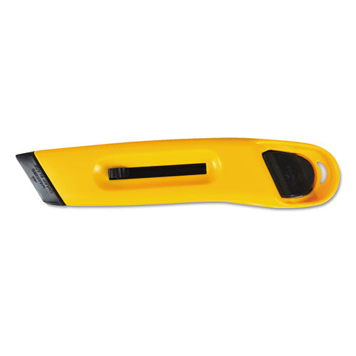 Plastic Utility Knife With Retractable Blade And Snap Closure, 6" Plastic Handle, Yellow