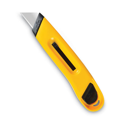 Plastic Utility Knife With Retractable Blade And Snap Closure, 6" Plastic Handle, Yellow