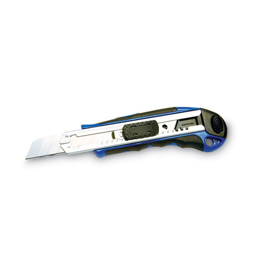 Heavy-duty Snap Blade Utility Knife, Four 8-point Blades, Retractable 4" Blade, 5.5" Plastic/rubber Handle, Blue