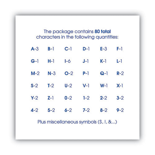 Letters, Numbers And Symbols, Self Adhesive, Black, 3"h, 64 Characters