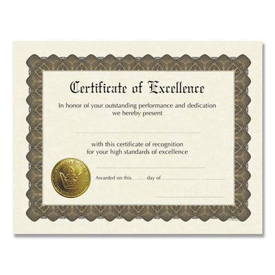 Ready-to-use Certificates, Excellence, 11 X 8.5, Ivory/brown/gold Colors With Brown Border, 6/pack