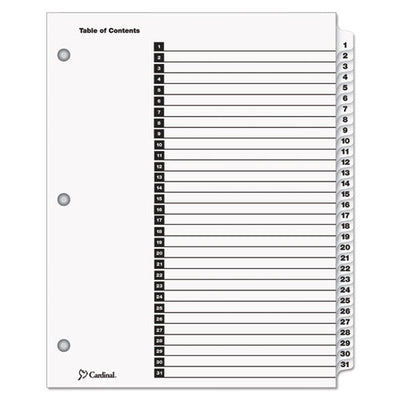 Onestep Printable Table Of Contents And Dividers, 31-tab, 1 To 31, 11 X 8.5, White, White Tabs, 1 Set