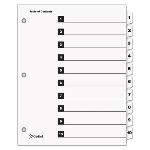 Quickstep Onestep Printable Table Of Contents And Dividers, 10-tab, 1 To 10, 11 X 8.5, White, White Tabs,  24 Sets