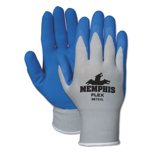 Memphis Flex Seamless Nylon Knit Gloves, Small, Blue/gray, Pair