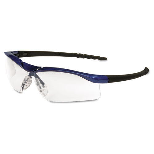 Dallas Wraparound Safety Glasses, Metallic Blue Frame, Clear Anti-fog Lens