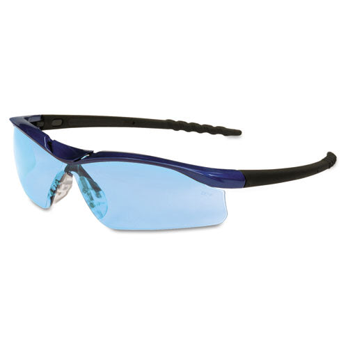 Dallas Wraparound Safety Glasses, Metallic Blue Frame, Clear Anti-fog Lens