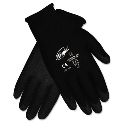 Ninja Hpt Pvc Coated Nylon Gloves, Medium, Black, 12 Pairs/box