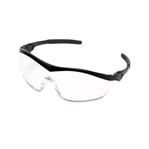 Storm Wraparound Safety Glasses, Black Nylon Frame, Clear Lens, 12/box