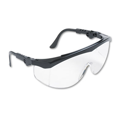 Tomahawk Wraparound Safety Glasses, Black Nylon Frame, Clear Lens, 12/box