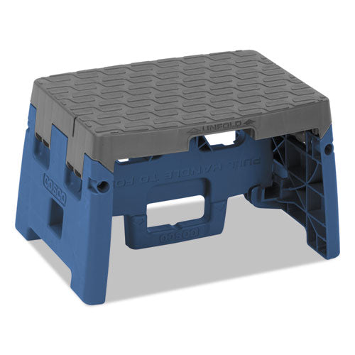 Folding Step Stool, 1-step, 300 Lb Capacity, 8.5" Working Height, Orange/gray