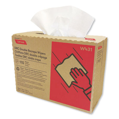 Tuff-job Double Recrepe Wipers, 9.75 X 16.5, White, 100/box, 8 Box/carton