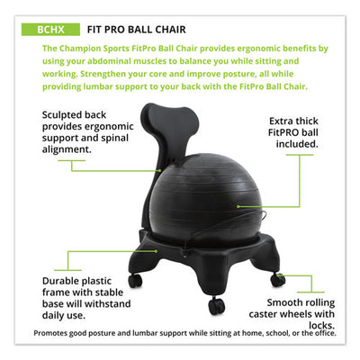 Fitpro Ball Chair, Supports Up To 200 Lb, Gray