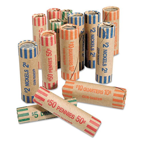 Preformed Tubular Coin Wrappers, Pennies, $.50, 1000 Wrappers/box