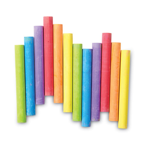 Chalk, 3" X 0.38" Diameter, 6 Assorted Colors, 12 Sticks/box