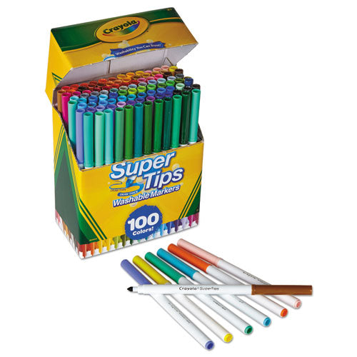 Super Tips Washable Markers, Fine/broad Bullet Tips, Assorted Colors, 100/set