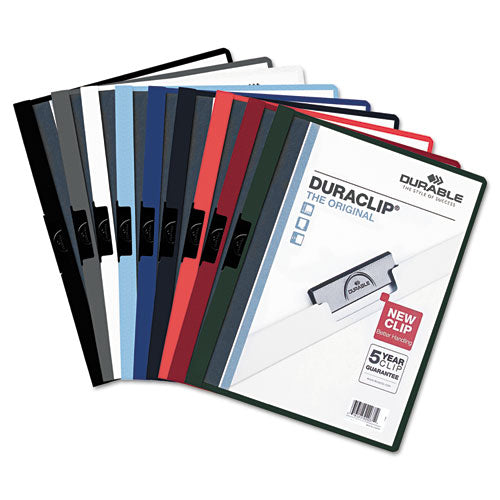 Duraclip Report Cover, Clip Fastener, 8.5 X 11 , Clear/red, 25/box
