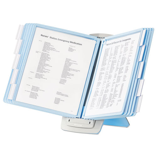 Sherpa Style Desk-mount Reference System, 10 Panel, 20 Sheet Capacity, Blue/gray