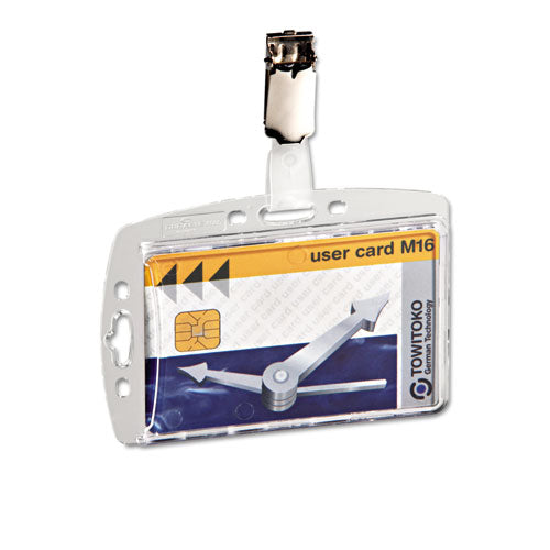 Id/security Card Holder Set, Vertical/horizontal, Reel, Clear, 10/pack