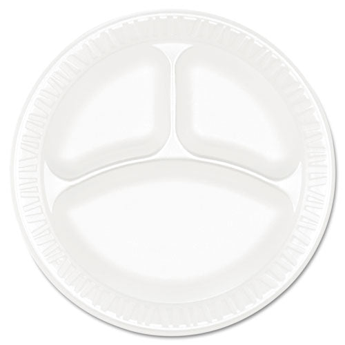 Concorde Foam Plate, 3-compartment, 10.25" Dia, White, 125/pack, 4 Packs/carton