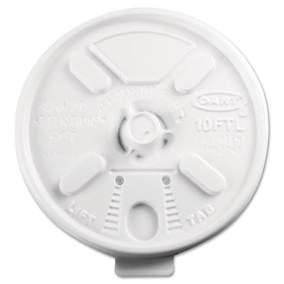 Lift N' Lock Plastic Hot Cup Lids, Fits 10 Oz Cups, White, 1,000/carton