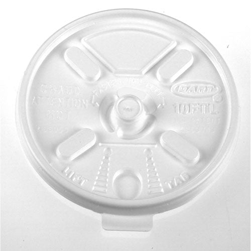 Lift N' Lock Plastic Hot Cup Lids, Fits 10 Oz Cups, White, 1,000/carton