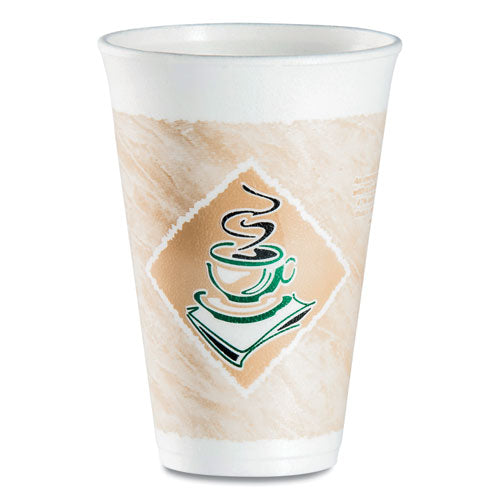 Cafe G Foam Hot/cold Cups, 16 Oz, Brown/green/white, 1,000/carton