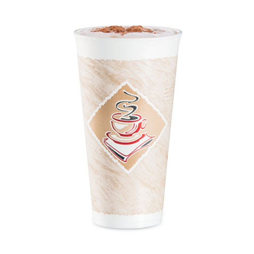 Cafe G Foam Hot/cold Cups, 20 Oz, Brown/red/white, 20/pack