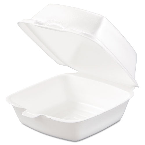 Foam Hinged Lid Containers, 5.38 X 5.5 X 2.88, White, 500/carton