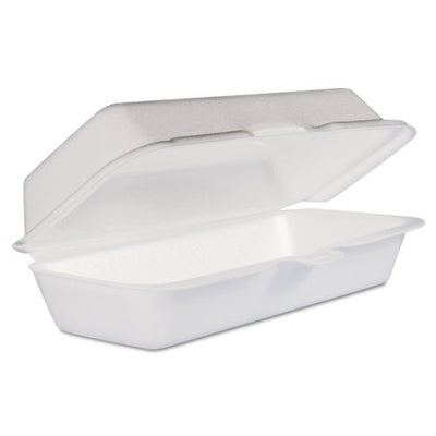 Foam Hinged Lid Container, Hot Dog Container, 3.8 X 7.1 X 2.3, White,125/bag, 4 Bags/carton