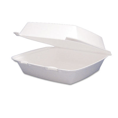 Foam Hinged Lid Containers, 1-compartment, 8.38 X 7.78 X 3.25, White, 200/carton