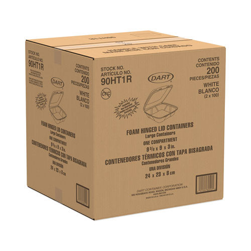 Foam Hinged Lid Containers, 9 X 9 X 3, White, 200/carton