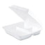 Foam Hinged Lid Containers, 3-compartment, 9.25 X 9.5 X 3, White, 200/carton