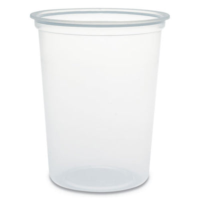 Microgourmet Plastic Deli Container, 32 Oz, 4.7" Diameter X 5.7"h, Clear, 500/carton