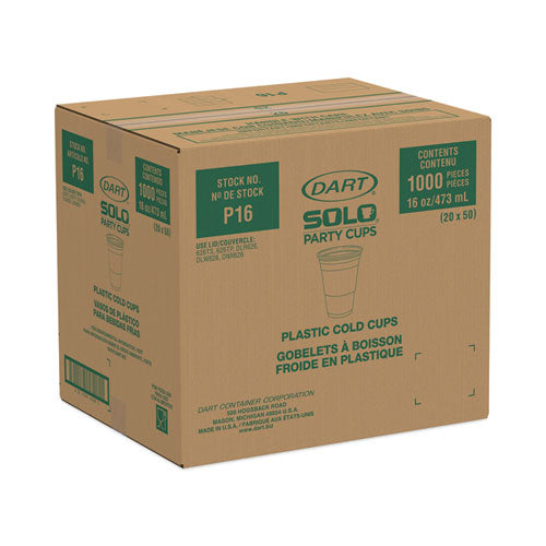 Conex Translucent Plastic Cold Cups, 16 Oz, 50/sleeve, 20 Sleeves/carton